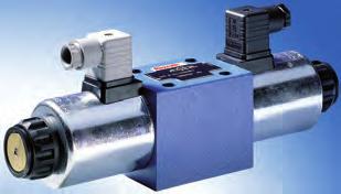 Bosch Rexroth Directional Control Valves Direct operated, solenoid actuated directional spool valve Wet pin AC or DC solenoids with removable coil Solenoid can be rotated through 90 Manual over-ride