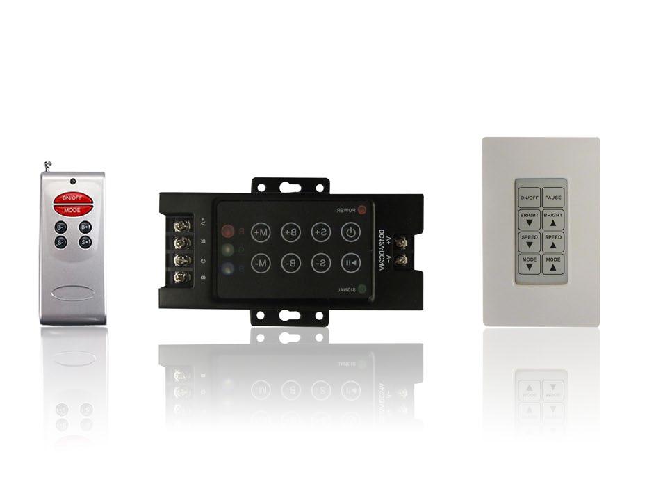 RGB Controllers & Amplifiers RF Wall mount controller Remote Remote range Modes Controller dimensions LS - RGB - Wall Mt - RF Remote 12V -