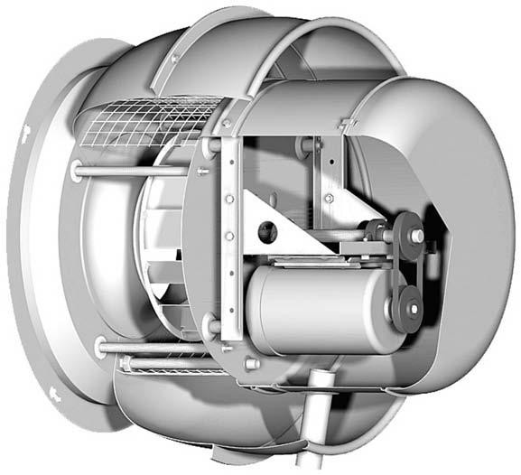 CONSTRUCTION FEATURES ACWB Wall Mount Centrifugal Exhaust Ventilator Stainless Steel Quick Release Fasteners Removable Top Cap Wall Flange with Keyway Slots