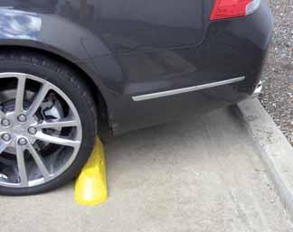 Wheel stops should be avoided in any situations where they may be in the path of pedestrians moving to or from parked vehicles, or crossing a car park for any other purpose.