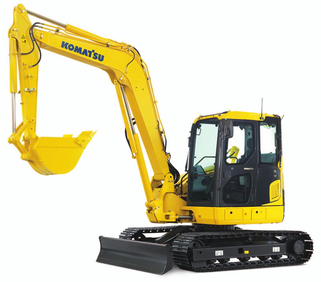 PC88MR-8 C OMPACT H YDRAULIC E XCAVATOR WALK-AROUND Ecology and Economy Features Low emission engine A powerful, turbocharged and air-to-air aftercooled Komatsu SAAD9LE- provides 9 kw 6 HP.