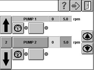 4-62 Operation Motor Switching On/Off Motor (Individual Enable) Pump 1 rpm Only enabled motors can be switched on.