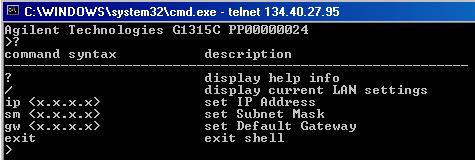 13 LAN Configuration Manual Configuration 3 Type? and press enter to see the available commands. Figure 44 Telnet Commands Table 21 Telnet Commands Value Description?