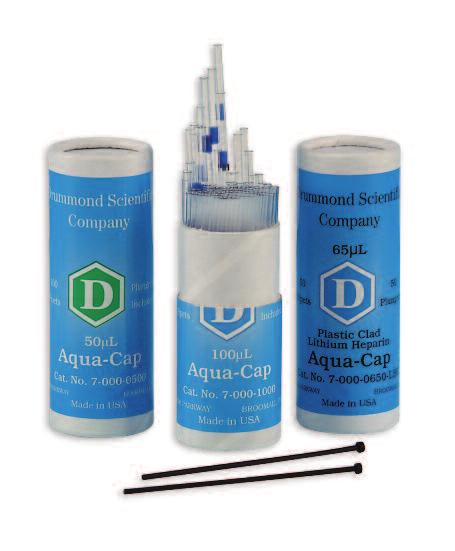 Special Sample Collection Tubes Single use, disposable glass capillary pipets with hydrophobic plug preset to precise volume delivery Plug controls