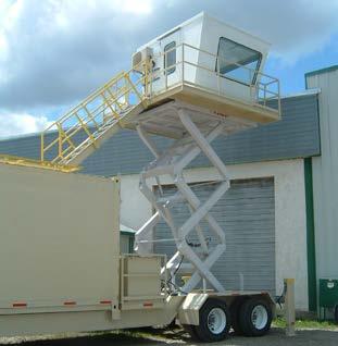control tower set on a scissor lift and