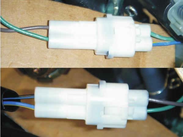 The male side of the connector has black/blue and blue/yellow wires.