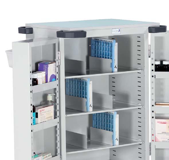 Pharmacy Trolleys - Nomad Cassettes Trolleys suitable for the storage & dispensing of drugs & medicines using the Nomad cassette monitored dosage system Available with either an electronic push