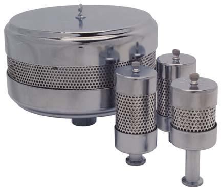Compact Oil Mist Filters EF Series 1/2-1 3/4, ISO Flanges C A Inlet B Captures oil fog, mist or smoke from discharge of oil flooded vacuum pumps Steel construc on with nickel plated finish Benefits