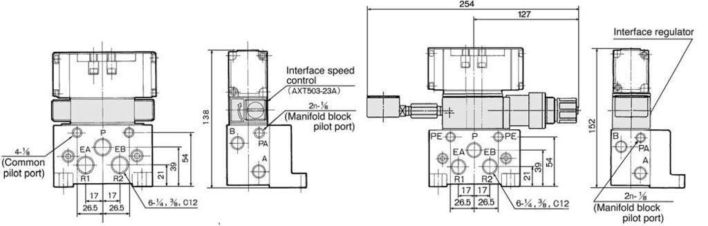 VSA7-6/VSA7-8 Manifold/Dimensions Control unit L: Dimensions n: Station L