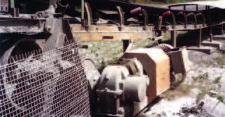 The main conveyor bearing failed requiring immediate replacement.