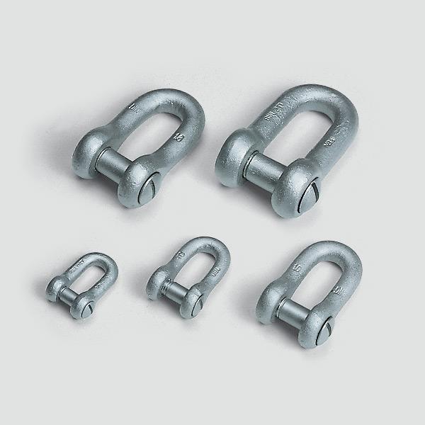 Shackle slim version Shackle galvanized, special slim version with slotted screw for easy passing ducts and cable rollers.