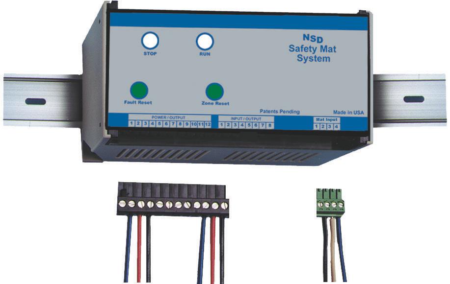 Model NSD-DR-01 DIN-rail Controller NEMA 1, IP 32 24VDC +/- 20% @ 7 watts 4 Monitored force-guided captive contact safety relays 2 N.O. Safety Relays (closed when circuit activated) 1 Aux Output N.O. or N.