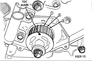 4. Set crankshaft sprocket to TDC by aligning the sprocket