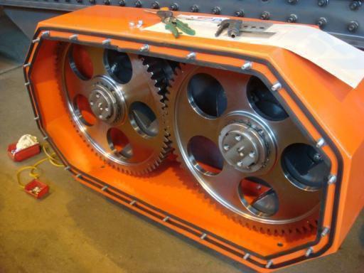 Machine Drive (Exciter) Two shafts - four bearings Timed with gears Applied for use on a vibrating grizzly feeder or on a horizontal dewatering screen.