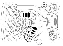b. Pull the axle shaft outward. STEP 4: NOTE: Bolt must be against axle shaft flange. Do not allow the bolt to press against the head of the wheel studs. If no S-spring is present, use a M8-1.