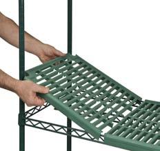 All of the polymer panels, green epoxy shelf trusses and posts are infused with SaniGard Anti-Microbial protection.