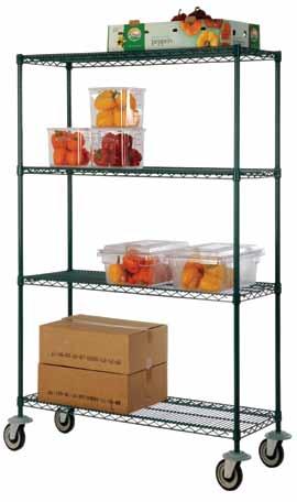 Green Epoxy Coated Shelves These zinc underplated commercial rated steel wire shelves with an optimum thickness of green epoxy to ensure long lasting performance, even in the toughest wet