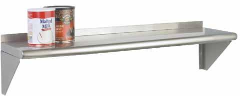 MAXIMIZE K/D Wall Shelf Kits [Stainless Steel & Aluminum] WALL STORAGE: 45 Stainless Steel Stainless Steel K/D Wall Shelf Kits Durable 18 gauge