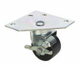 ACCESSORIES: 56 Plate Casters for Commercial Equipment 3 or 5 Square Plate Casters w/brakes [FPCST3 or FPCST5] Grease-resistant, non-marking, polyurethane wheels with brakes Stainless steel mounting