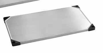 SHELVING: 06 Solid Stainless Steel Shelving NSF APPROVED: These commercial rated solid and wire stainless steel shelves are ideal for any storage application, dry or wet.