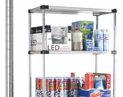 Stainless steel posts available in 63, 74 and 86 lengths in both stationary and mobile options (see page 7). Solid Stainless Steel Shelves Shelf Size (width x length) (in.