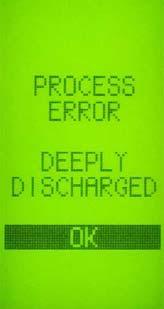 If an error occurs at the beginning of the test an appropriate PROCESS ERROR is printed at the battery chargers display and the charging rate check is stopped.