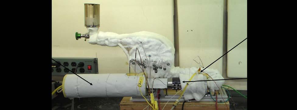 The Swiss-roll test setup was designed to maximize heat recuperation with a high temperature ceramic insulation wool.