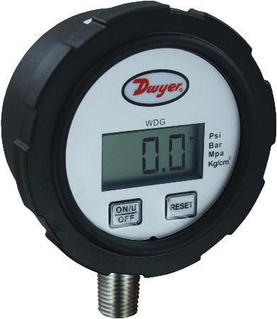 User-selectable units of measure let one gage be used for various pressure scales. FEATURES Brass wetted materials Backlit display User selectable units Simple operation 3-39/64 [91.49] 15/32 [11.