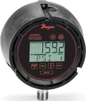 The DSGT gage is enclosed in a durable fiberglass reinforced thermoplastic case that is designed to meet NEMA 4 (IP56) requirements. The gage features a menu-driven display for easy customization.