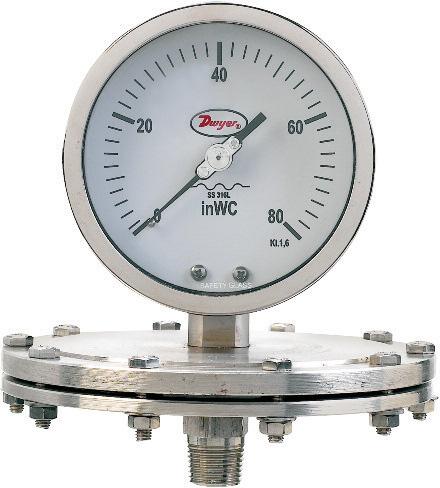 SGP 4 Stainless Steel Low Pressure Schaeffer Gage 1.6% Full-Scale Accuracy, 316 & 316L SS Wetted Parts 4-23/64 [102.79] 31/64 [12.30] 1-57/64 [48.02] Single Pressure Gages, Dial 6-15/64 [158.
