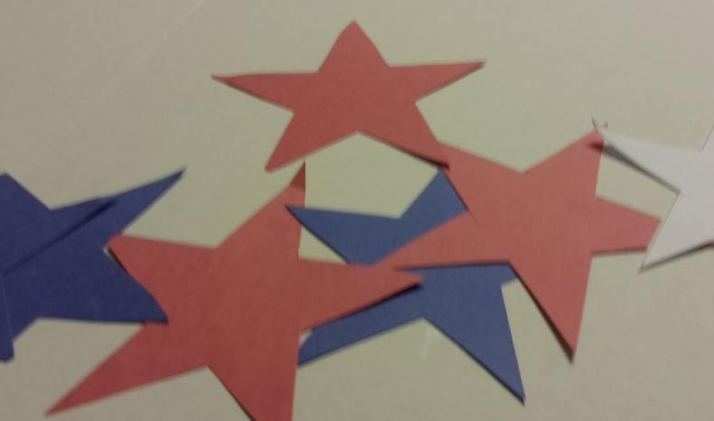 Star String Materials: Construction paper 1 sheet red, 1 sheet blue Star template (2