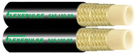 THERMOPLASTIC HOSE R7 Liner: Thermoplastic technopolymer. Reinforcement: Twosynthetic fibrebraids. Cover: Abrasion resistant black polyurethane. ( 40 C to 70 C water & air) R7 Max. Working Min.