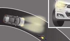 VISIBILITY CORNERING LIGHTING With dipped or main beams, this function makes use of the beam from a front foglamp to illuminate the inside of a bend, when the vehicle speed is below 25 mph