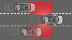 DRIVING BLIND SPOT SENSORS Operation 9 This driving assistance system warns the driver of the presence of another vehicle in the blind spot angle of their vehicle (areas masked from the driver's fi