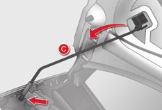 Pull the interior bonnet release lever A, located at the bottom of the door aperture.
