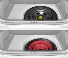 PRACTICAL INFORMATION Access to the spare wheel Taking out the standard wheel Unscrew the yellow central bolt. Raise the spare wheel towards you from the rear.