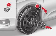 Fitting a steel or "spacesaver" spare wheel If your vehicle is fitted with alloy wheels, when tightening the bolts on fi tting it is normal to notice that the washers do not come into contact with