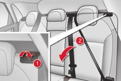 To remove a head restraint: release the backrest using control 1, tilt the backrest 2 slightly forwards, pull the head restraint upwards to the stop,