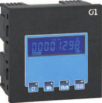 The backlit LCD screen displays 8 character counter indicating Watt hour or VAr hour units.