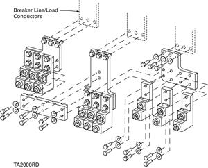 May 008 800 00 Amperes Frame Size RG, 800 00 Amperes -1 Line and Load Terminals R-Frame circuit breakers use Cu/Al terminals as standard and copper only terminals as an option.
