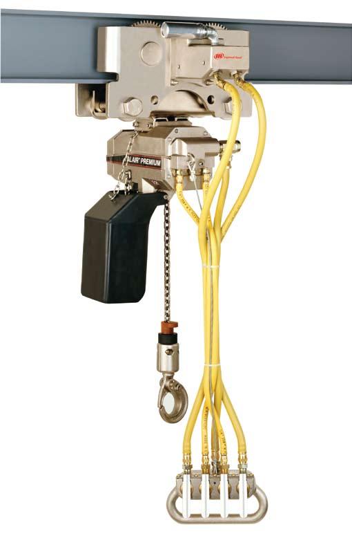 30 Lube-free Palair TM Series 0.25 to 1 metric ton lifting capacities Air Chain feature lightweight aluminum construction.