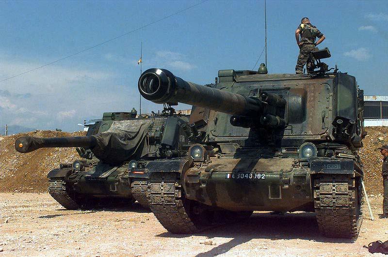Chapter- 5 Modern Operations of Artillery Two French Army Giat GCT 155mm (155mm AUF1) Self-propelled Guns, 40th Regiment d' Artillerie, with IFOR markings are parked at Hekon base, near Mostar,