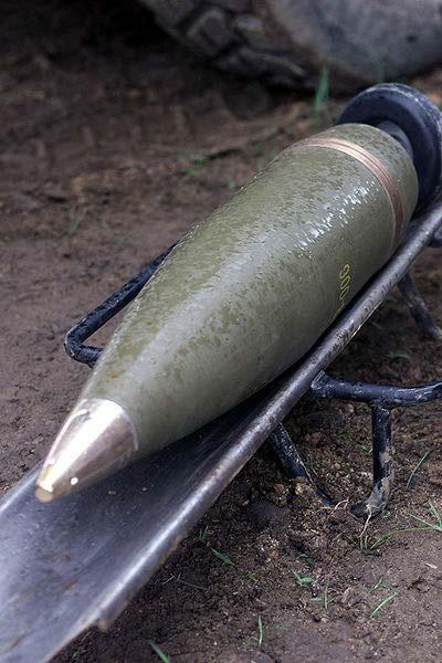High-explosive (HE) M107 - a modern 155mm High Explosive artillery shell The most common shell type is high explosive, commonly referred to simply as HE.