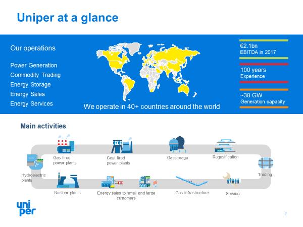 Who is Uniper? Uniper is an international energy company with approximately 13,000 employees and operations in more than 40 countries.
