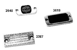 Master Cylinder Covers Master Cylinder Covers Chrome Cover with Black center design 1972-81 2548 Chrome-plated rib-style master cylinder cover.