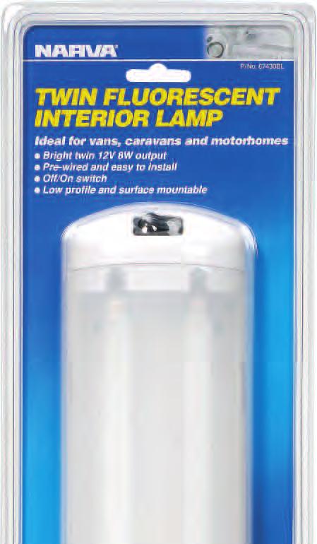 included 87430BL Blister Pack 12V 8W Twin Fluorescent Interior Lamp with Off/On Switch (Opal Lens) Slimline design