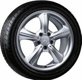 5 J x 17 ET 30 Tyre: 245/40 R17 Mercedes-Benz light-alloy wheels Flaring for wide-base tyres Mud flaps Rim locks Snow chains Valve caps Wheel
