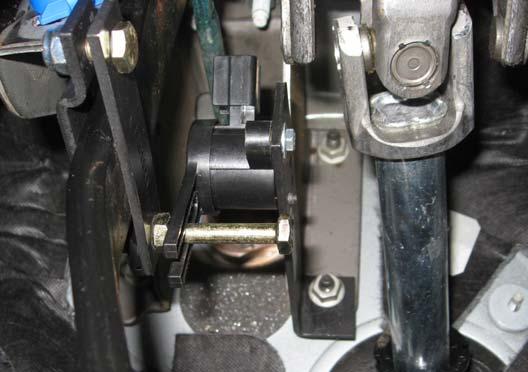 Install the pedal clamp TIB01034 and pedal bracket TIB01035 to the brake pedal  Use one ¼ x.