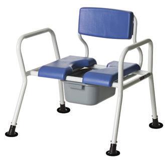 14 Bariatric Equipment Shower Chair & Commode Bariatric Shower Chair Seat height adjustable 420-550mm Long armrests to assist access Open back to allow easy