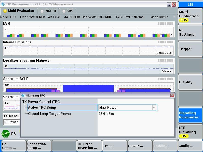 Select Signaling Parameter Select TX Power Control (TPC) > Select Active TPC Setup to Max Power > Set Closed